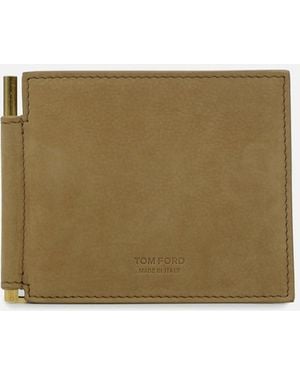 Tom Ford Nubuck T-Line Wallet Tan - Natural