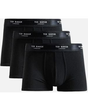 Ted Baker 3-Pack Contrast Logo Boxer Trunks - Black