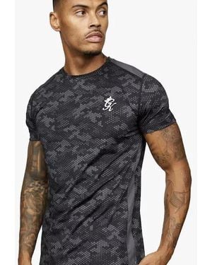 Gym King Camo Contrast Panel T-Shirt - Grey