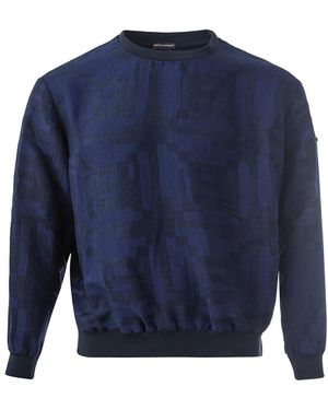 Emporio Armani Elegant Geometric Linen Sweatshirt - Blue