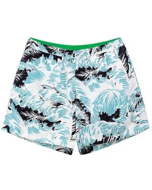 Bottega Veneta Costume Boxer Stampa Piume - Blu