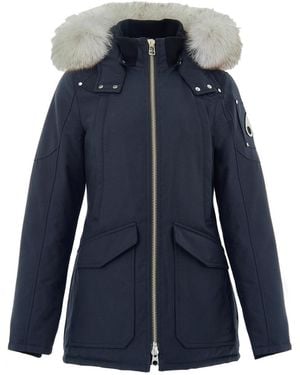 Moose Knuckles Field Jacket Con Collo Pelliccia - Blue