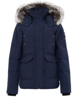 Moose Knuckles Field Jacket Con Cappuccio E Pelliccia - Blue