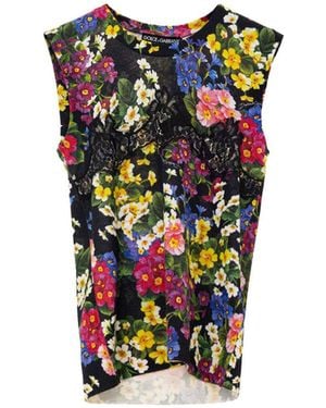Dolce & Gabbana Top Knitwear Stampa Fiori - White