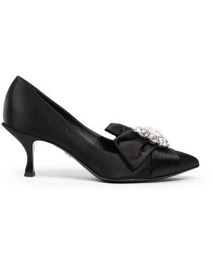 Dolce & Gabbana Bow Court Shoes Satin Cr1176Aw428 Viscose - Black