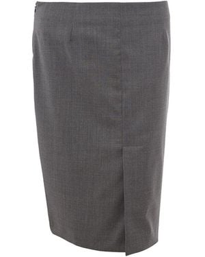Lardini Wool Pencil Skirt - Gray