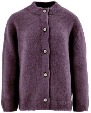 Gran Sasso Cardigan Con Colletto Alla Corena - Purple