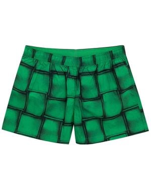 Bottega Veneta Boxer Mare Con Stampa Cassette - Verde