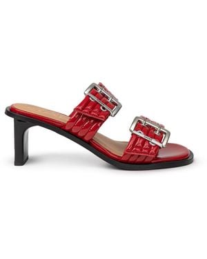 Ganni Sandali Mules Due Fasce Con Borchie Forate - Red