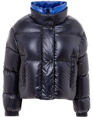 Add Short Down Jacket With Contrast Collar - Blue