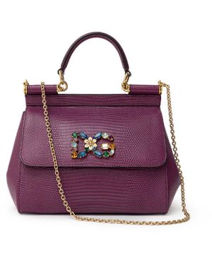 Dolce & Gabbana Sicily Small Dg Jewels Leather Bag - Purple