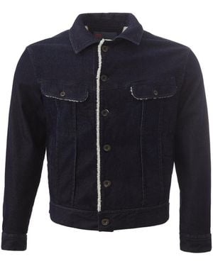 Lardini Blue Corduroy Jacket With Inner Eco Fur