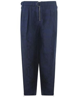 Emporio Armani Pantallone With Relaxed Fit Belt - Blue