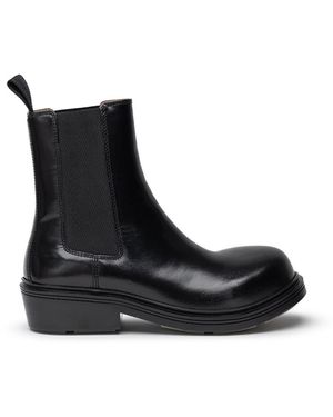 Bottega Veneta Brushed Leather Fireman Ankle Boot - Black