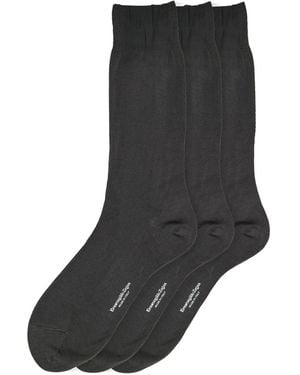 ZEGNA Scottish Thread Cotton Tripack Socks - Black