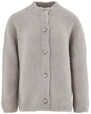 Gran Sasso Cardigan Con Colletto Alla Corena - Gray