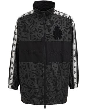 Dolce & Gabbana Oversize Windbreaker Jacket With Logo - Black