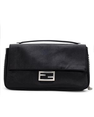 Fendi Baguette Large Leather Shoulder Bag - Black