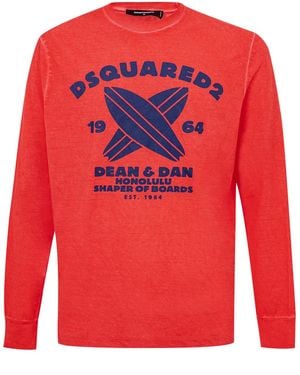 DSquared² Long Sleeve T-Shirts With Dsquard2 Printing - Red