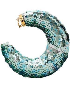 Tom Ford Croissant Crock Earrings With Sequins - Green