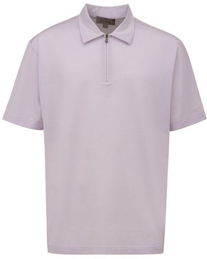 Canali Polo Con Zip - Viola