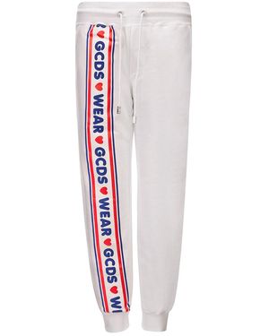 Gcds Jogging White Sweatpants With Logo - Gray