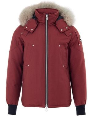 Moose Knuckles Giubbino Imbottito Con Cappuccio E Pelliccia - Red