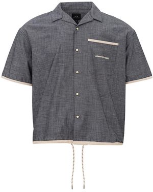 ARMANI EXCHANGE Camicia Dark Denim Maniche Corte - Grigio