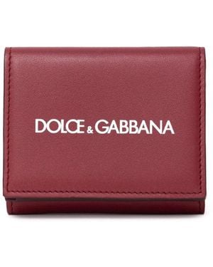 Dolce & Gabbana Calfskin Wallet With Logo Print - Red