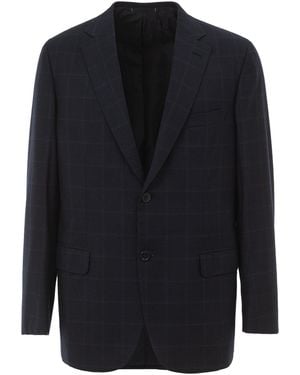Brioni 'Ravello' Single-Breasted Check Jacket - Blue