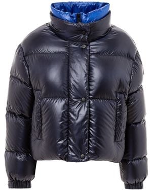 Add Short Down Jacket With Contrast Collar - Blue