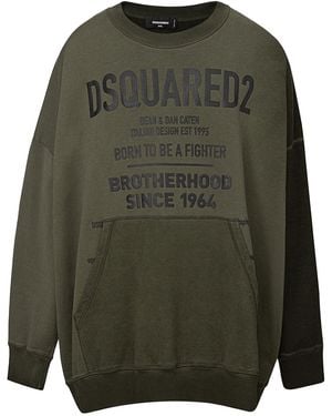 DSquared² Oversized Logo Sweatshirt with Kangaroo Pocket - Green