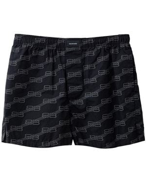 Balenciaga Pantaloncino Shorts Con Logo Allover - Black
