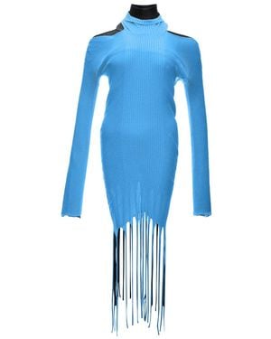 Bottega Veneta Dress With Ribbed Fringes - Blue