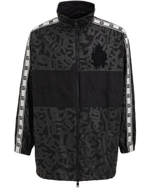 Dolce & Gabbana Oversize Windbreaker Jacket With Logo - Black