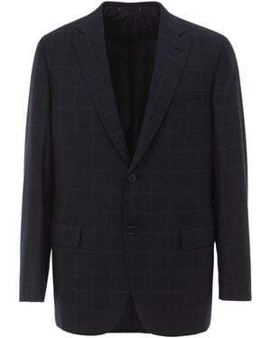 Brioni 'Ravello' Single-Breasted Check Jacket - Blue