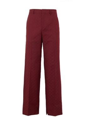 Gucci Pantalone Sartoriale Con Logo Allover - Red