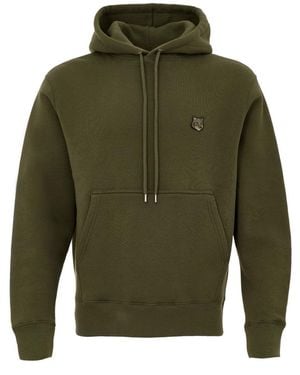 Maison Kitsuné Felpa Con Cappuccio Con Ricamo - Green
