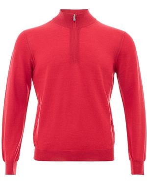 Gran Sasso Maglia Lupetto Ciclamino Con Mezza Zip - Rosso