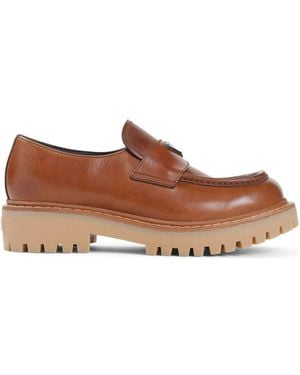 Prada Caramel Leather Loafers - Brown