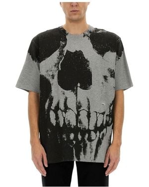 McQueen Skull Ptint Cotton T-Shirt - Black