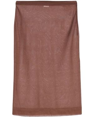 Saint Laurent Chocolate Silk Skirt - Brown