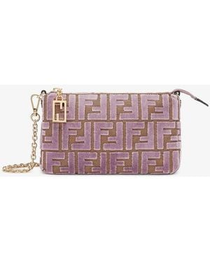 Fendi Baguette Pouch Velluto Jacqua - Pink