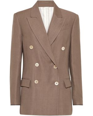 ジャケット BRUNELLO CUCINELLI SHINY BROWN LINEN TWILL JACKET Brunello Cucinelli Shiny Linen Twill Jacket in Brown | Lyst