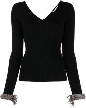 GIUSEPPE DI MORABITO Crystal Embellished Wool Top - Black