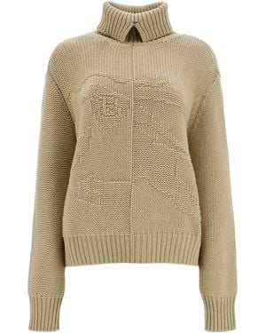 Burberry Check turtleneck sweater in white - Burberry