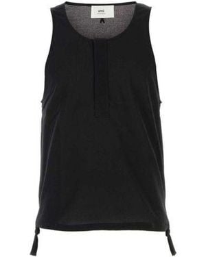 Ami Paris Round Collar Tank Shirt - Black