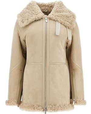 ムートン・ファーコート BURBERRY CAPPUCCINO SHEARLING JACKET Burberry Cappuccino Shearling Jacket In Beige O Tan | ModeSens