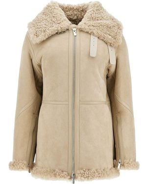 Burberry Shearling Aviator Jacket For - Natural