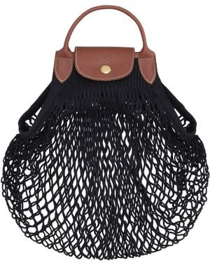 Longchamp Le Pliage Filet Mesh-Knit Bag - Black